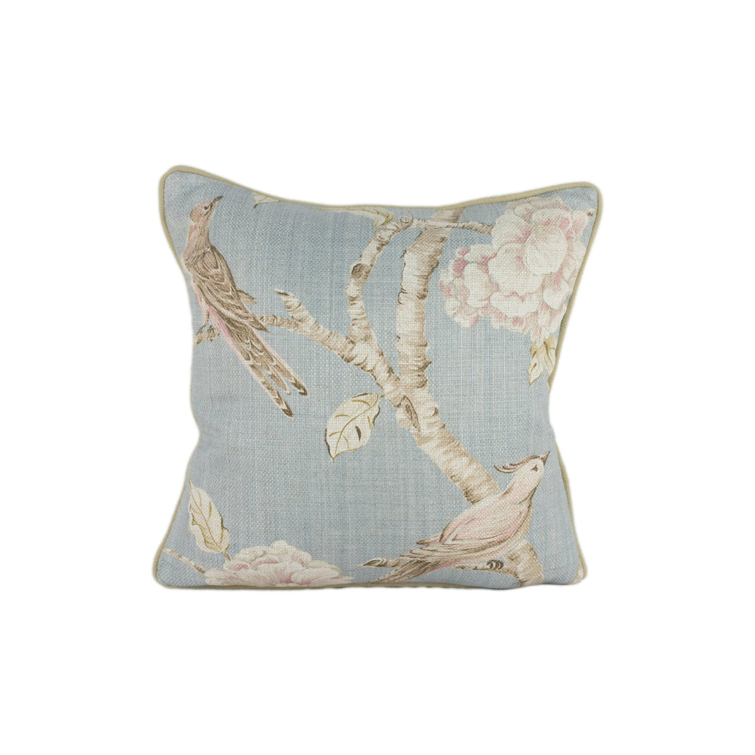Zoffany - Woodville - La Seine - Classic Bird & Blossom Chinoiserie Cushion Cover - Handmade Throw Pillow - Designer Home Decor.