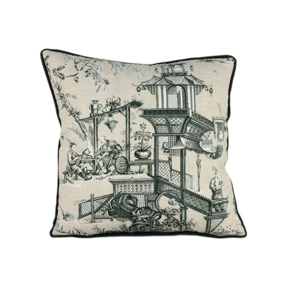 Thibaut - Cheng Toile - Beige / Black - Stunning Designers Cushion Cover Home Decor Throw Pillow.