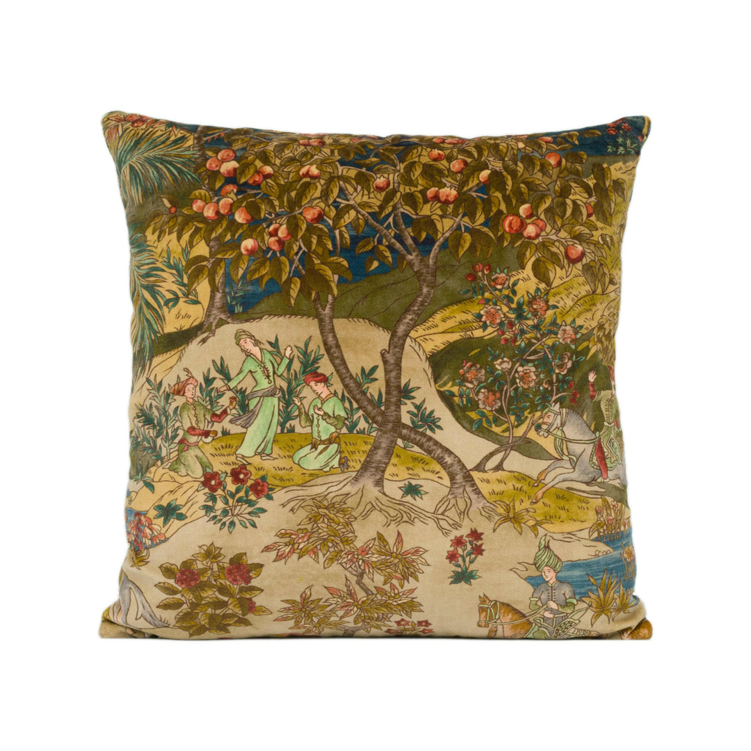 GP &amp; J Baker - Ramayana Velvet - Indigo / Red - Rich Nuanced Indienne Inspired Designer Velvet Cushion Cover - Luxury Handmade Home Decor.