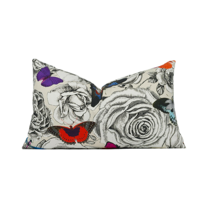 Osborne &amp; Little - Butterfly Garden - Multi - Bright Bold Floral Cushion Cover - Handmade Throw Pillow - Designer Home Décor.