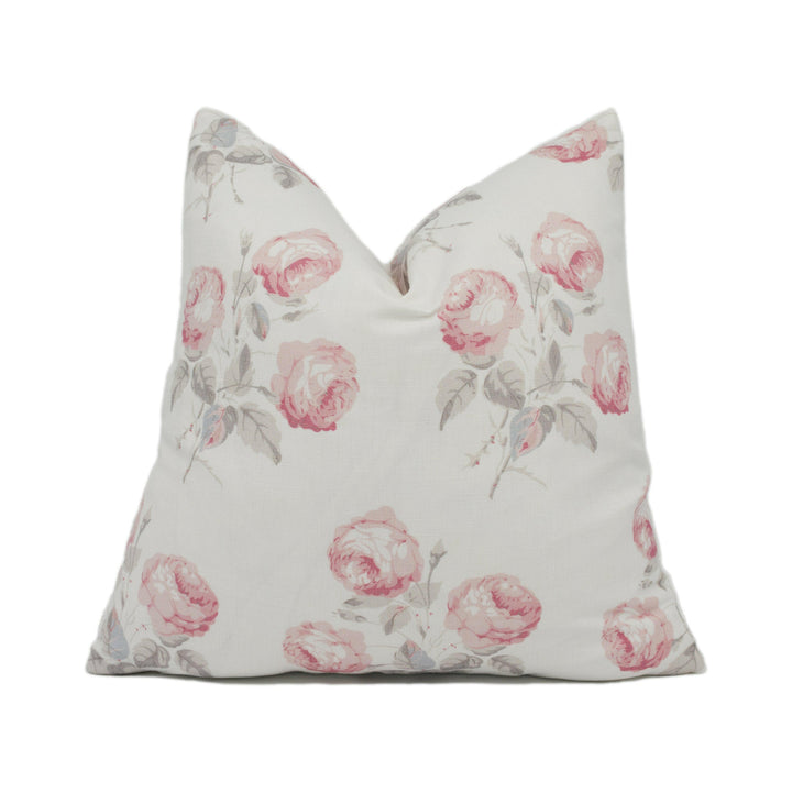 Colefax and Fowler - Bowood - Pink / Grey Linen Union - Classic Iconic Floral Cushion Cover - Handmade Throw Pillow - Designer Home Décor.