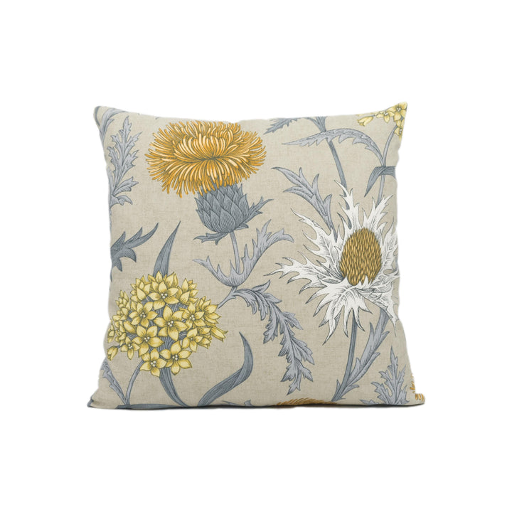 ILiv - Acanthium - Ochre - Cosy Farmhouse Floral Thistle Cushion Cover - Handmade Throw Pillow - Designer Home Décor