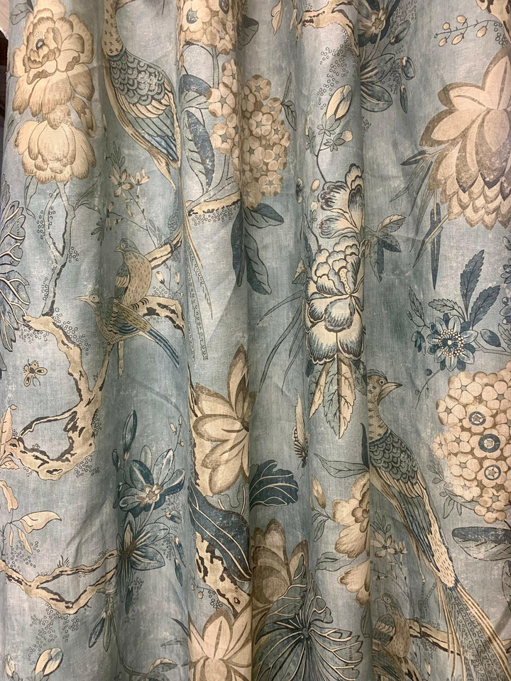 Anna French Fabric - Thibaut - Villeneuve Aqua-  Made to Measure Curtains - Designer Drapery.