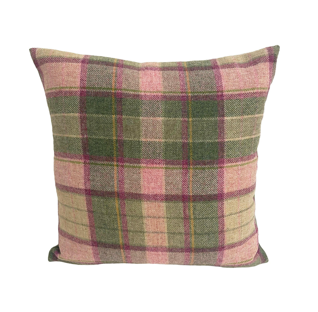 Chess Designs - Lewis - Peony - 100% Pure New Wool Plaid Cushion Cover - Handmade Throw Pillow Luxury Home Decor.