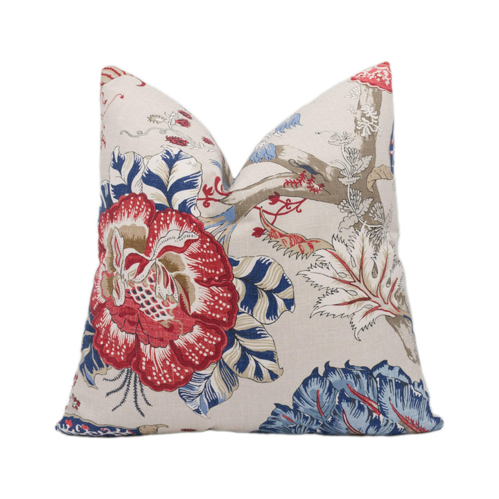 Anna French x Thibaut - Kalamkari - Blue and Red - Stunning Designer Cushion Cover Home Décor Throw Pillow.