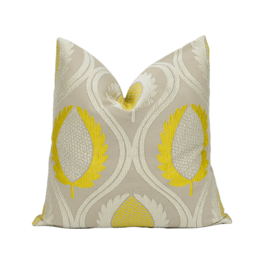 Jane Churchill - Carus - Gold - Laurel Leaf Trellis Cushion Cover Handmade Throw Pillow Designer Home Décor.