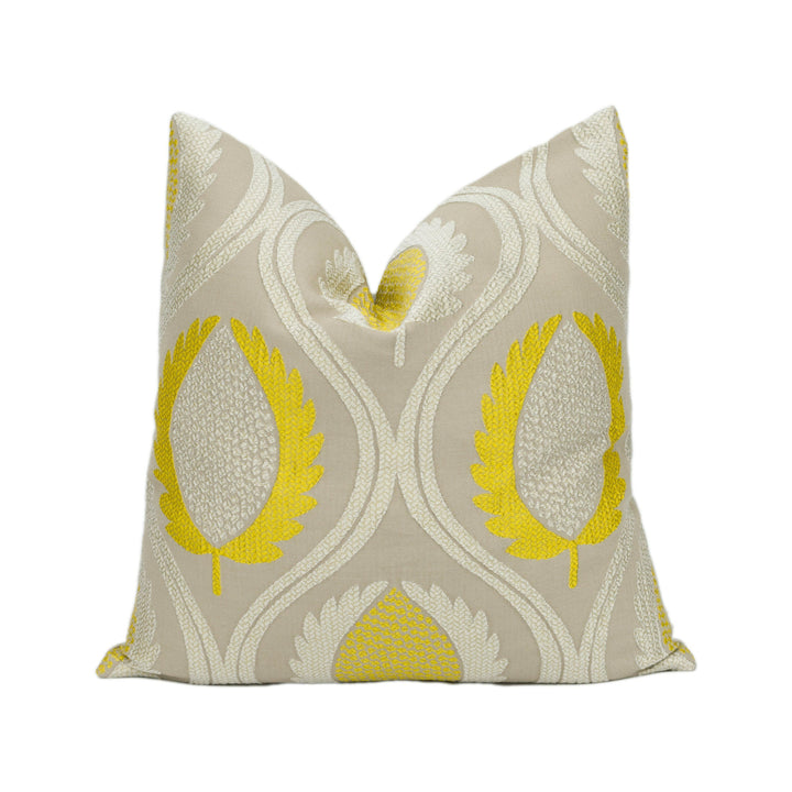 Jane Churchill - Carus - Gold - Laurel Leaf Trellis Cushion Cover Handmade Throw Pillow Designer Home Décor.