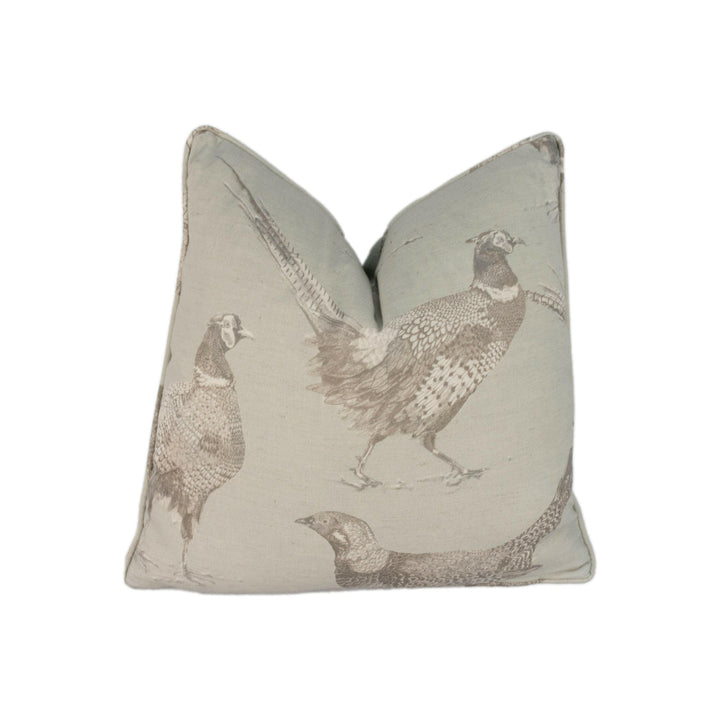 Voyage - Venatu - Sepia - Artistic Pen Drawn Pheasant Cushion Cover - Handmade Throw Pillow Designer Country Home Decor.