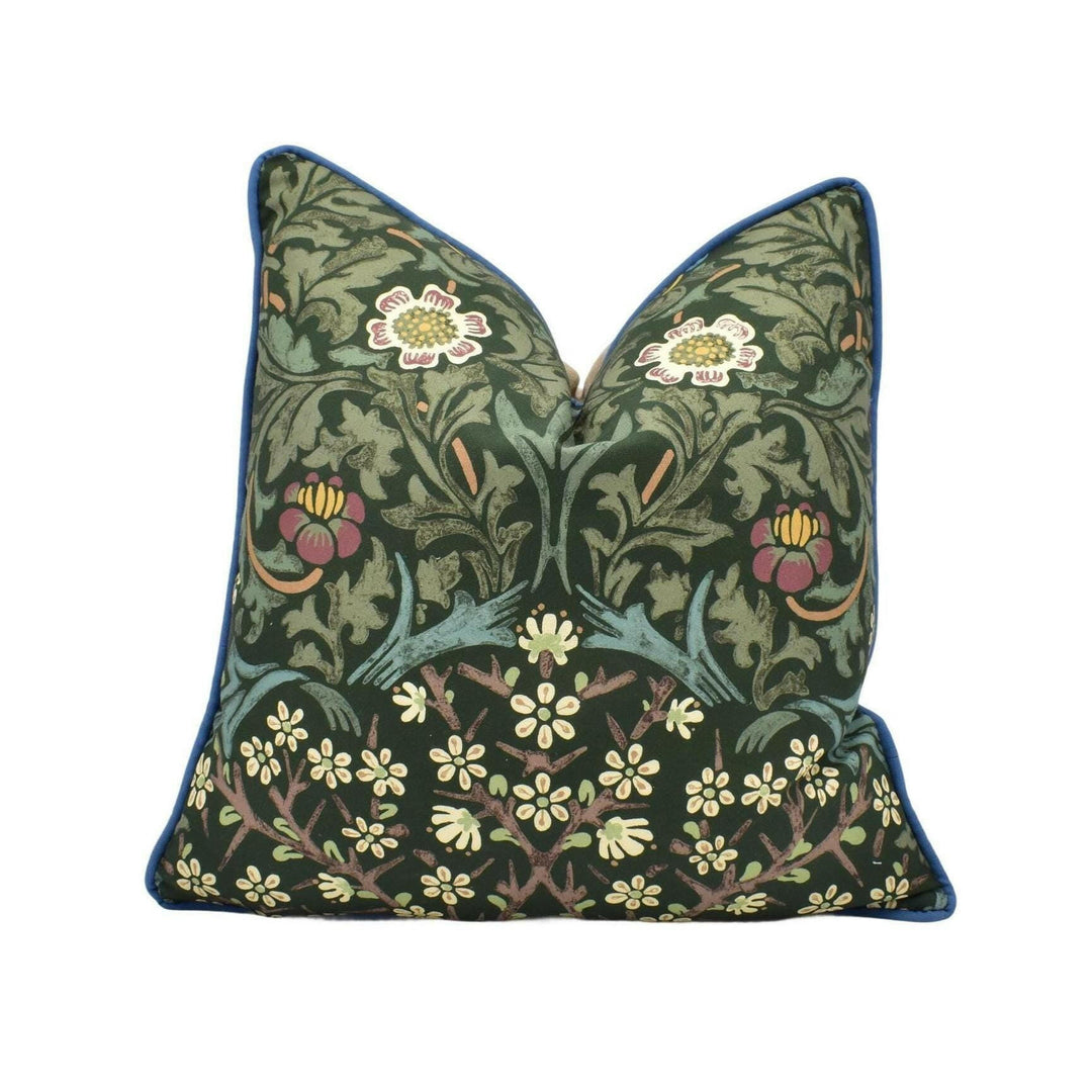 William Morris - Blackthorn - Green - Spectacular Classic Morris Handprint Style Designer Cushion Cover - Luxury Throw Pillow Handmade Home.