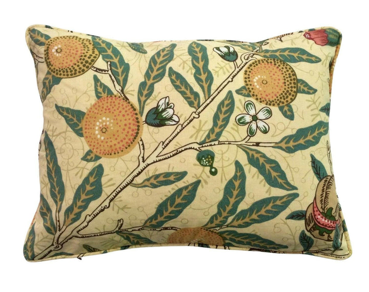 William Morris -  Fruit Major - Ivory / Teal - Traditional Trailing Fruits &amp; Floral Classic English Designer Cushion Cover - Luxury Handmade.