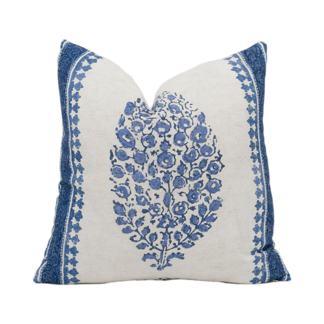 Thibaut - Chappana - Blue and White - Indian Hindi Hand Block Print Inspired Designer Cushion Cover - Luxury Throw Pillow - Handmade Home.