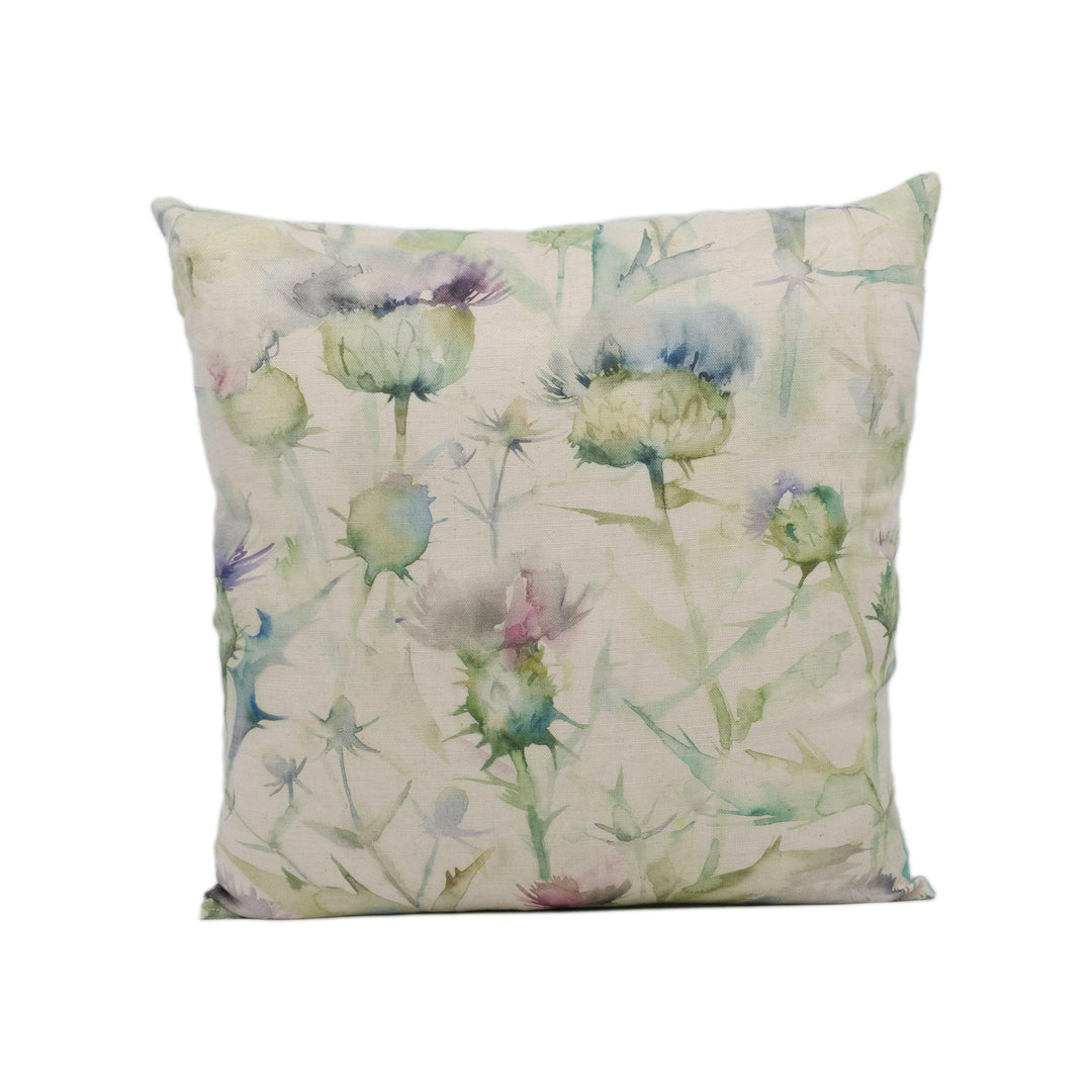 Voyage - Botanicus - Violet - Dreamy Watercolour Thistle Cushion Cover - Handmade Throw Pillow Designer Home Decor.