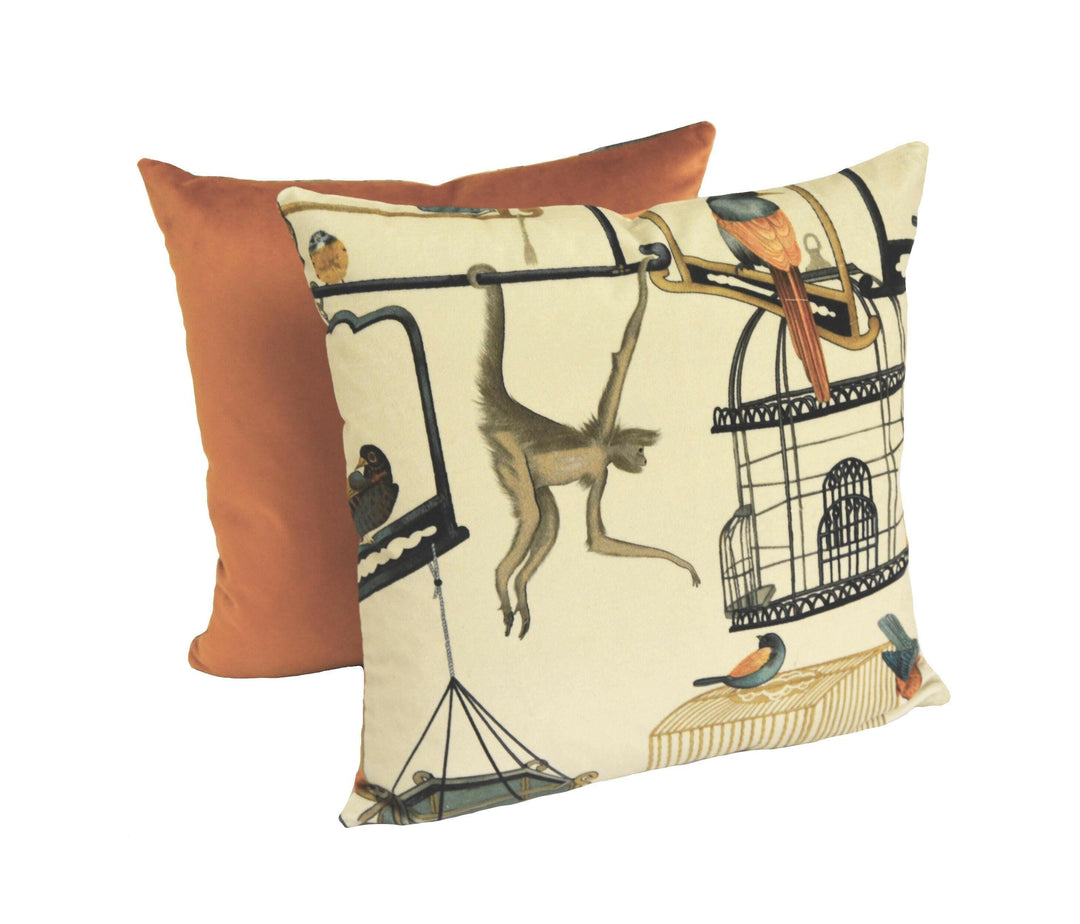 G P &amp; J Baker - Menagerie Velvet - Parchment  - Opulent Cosmopolitan Marketplace Designer Velvet Cushion Cover - Luxury Handmade Throw.