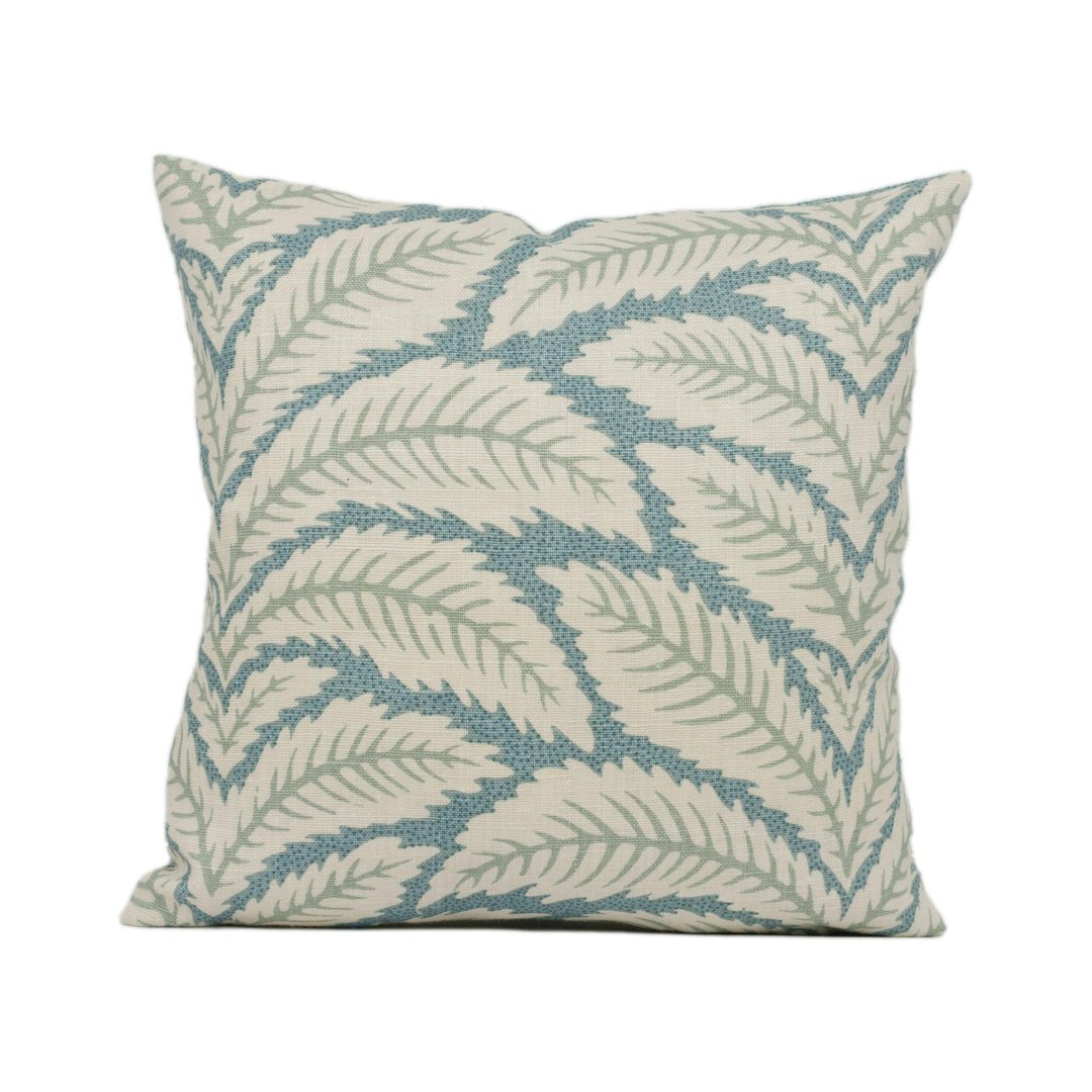 Brunschwig & Fils - Talavera - Aqua - Botanical Leaf Cushion Cover Handmade Throw Pillow Designer Home Décor.