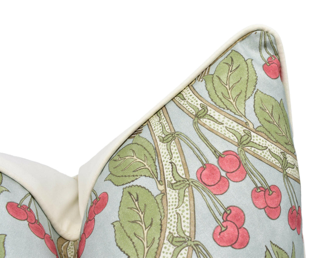 GP and J Baker - Birds &amp; Cherries - Soft Blue - Charming Floral Bird Designer Cushion Cover  - Luxury Throw Pillow - Handmade Home Décor.