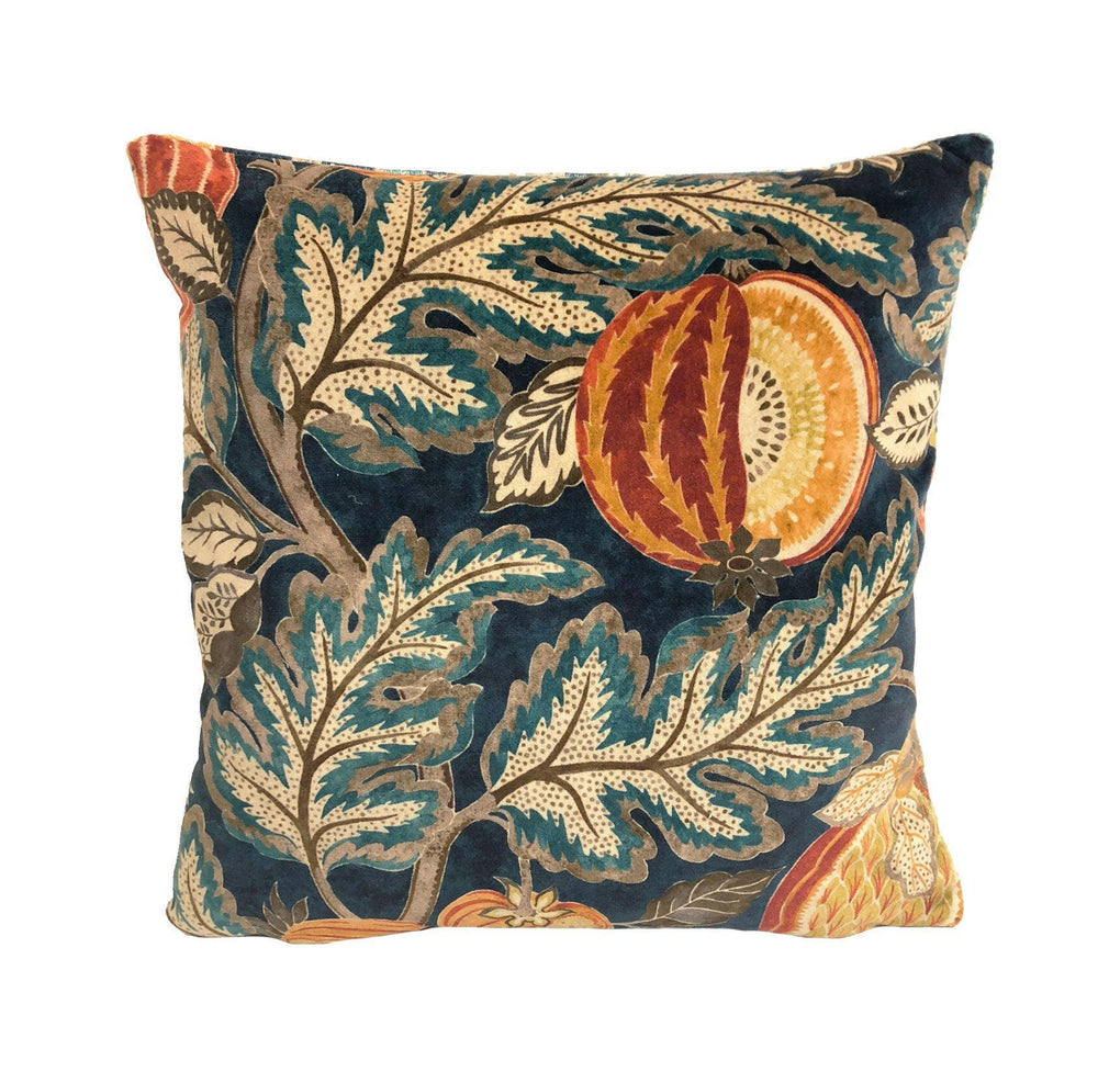 Sanderson - Cantaloupe - Tumeric / Indigo - Cushion Cover Throw Pillow Designer Home Decor.