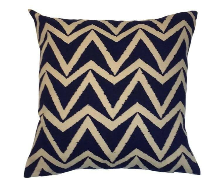 Scion - Dhurrie - 3 Colourways Available - Indigo / Stucco / Sauterine - Chunky Chevron Cushion Cover - Handmade Throw Pillow Designer.