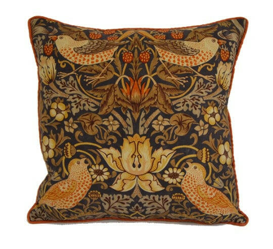 William Morris - Strawberry Thief - Grape / Gold -Stunning Iconic Classic Designer Cushion Cover - Handmade Home Decor - Luxury Throw Pillow.