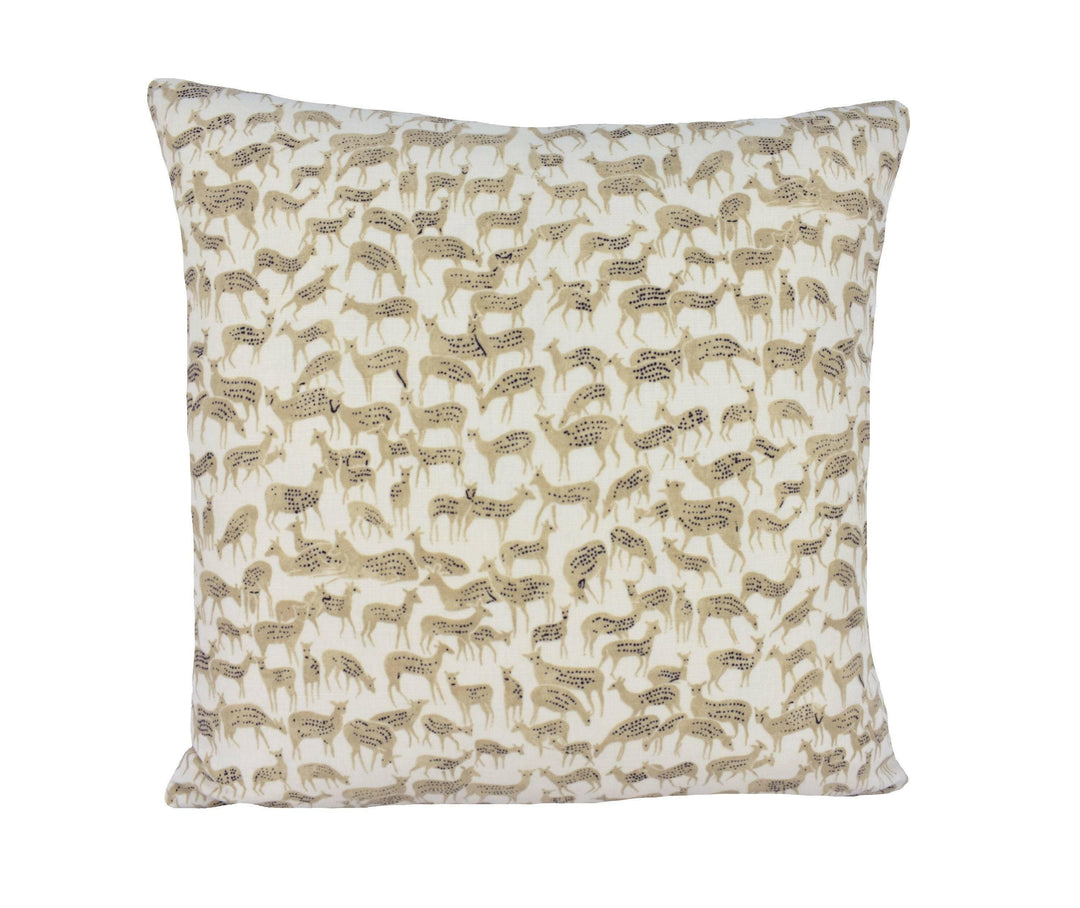 Schumacher - Fauna - Natural - Charming & Unique Designer Deer Cushion Cover - Luxury Throw Pillow - Handmade Home Decor Scatter Sofa.