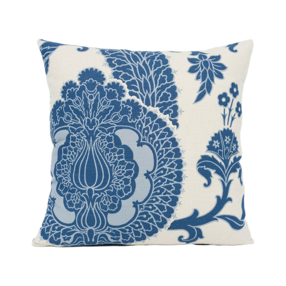 Schumacher - Shalkar - Indigo - Bold Floral Damask Designer Cushion Cover - Handmade Throw Pillow - Luxury Home Decor.