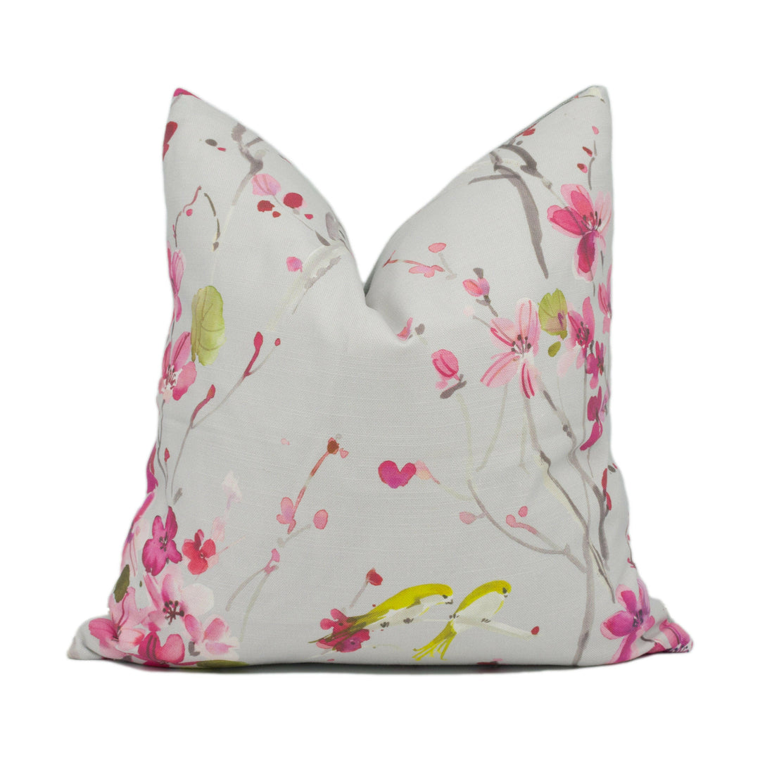 Voyage - Armathwaite - Blossom / Silver - Stunning Floral Cushion Cover Throw Pillow Designer Home Décor.