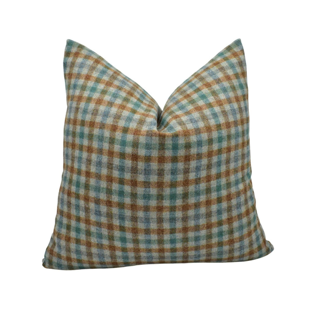 Abraham Moon - Bibury - Eau De Nil - 100% Wool Cushion Cover - Designer Plaid Pillow Cover - Handmade Custom Abraham Moon Pillow.