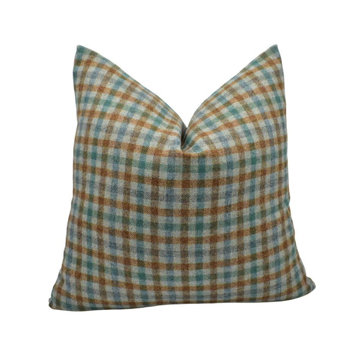 Abraham Moon - Bibury - Eau De Nil - 100% Wool Cushion Cover - Designer Plaid Pillow Cover - Handmade Custom Abraham Moon Pillow.