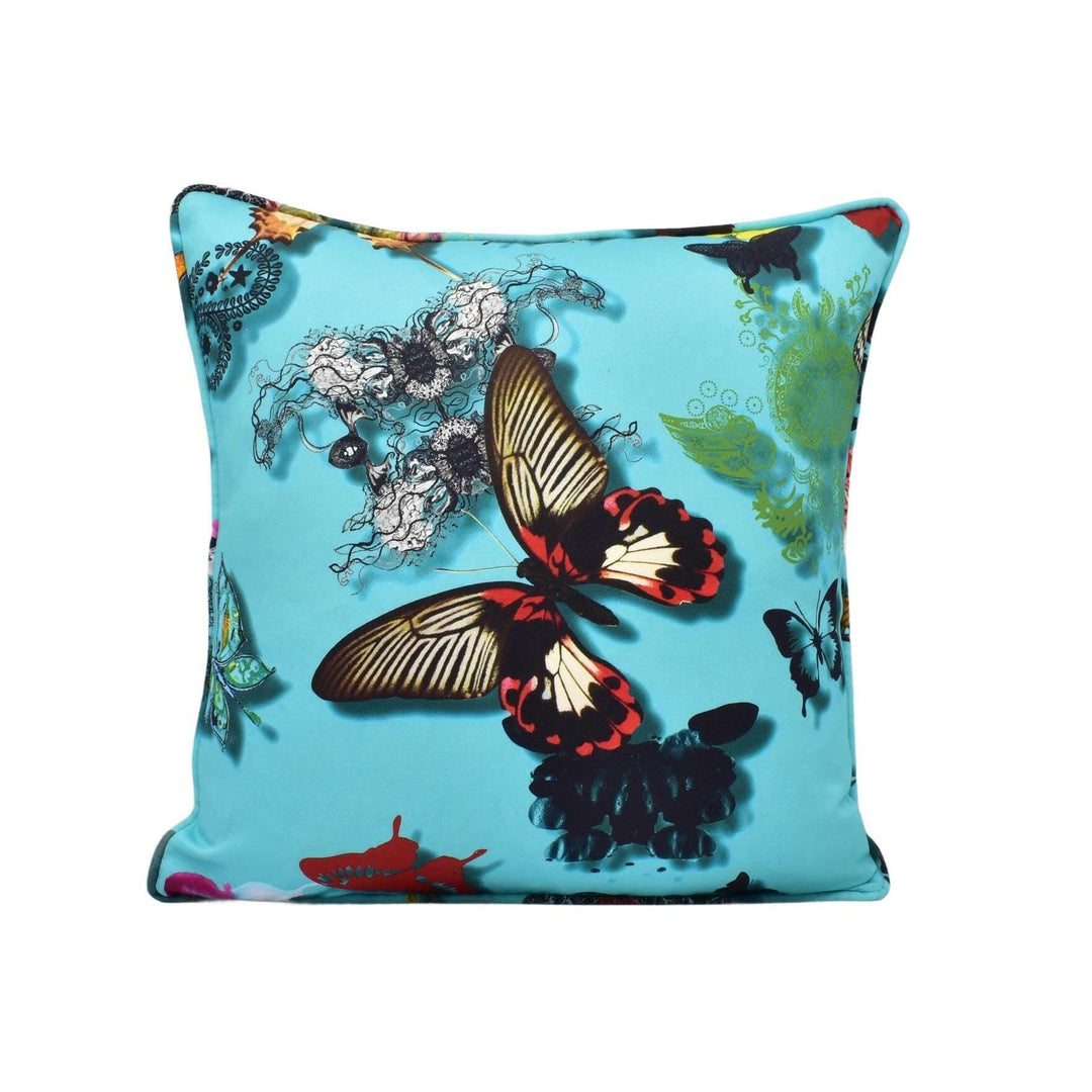 Designers Guild x Christian Lacroix - Butterfly Parade - Lagon - Expressive Artistic Designer Butterflies Cushion Cover - Luxury Handmade.