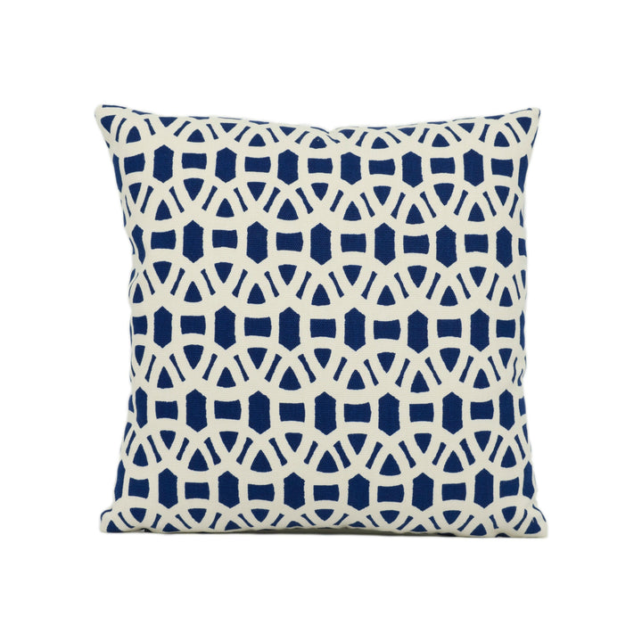 Scion - Lace - Indigo - Symmetrical Interlocking Geometric Cushion Cover - Handmade Throw Pillow Designer Home Décor.
