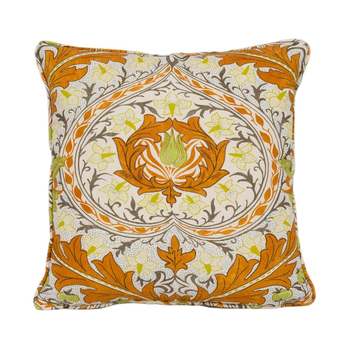 William Morris - Ben Pentreath - Merton - Burnt Orange / Chartreuse - Bright Cushion Cover - Handmade Throw Pillow Designer Home Décor.