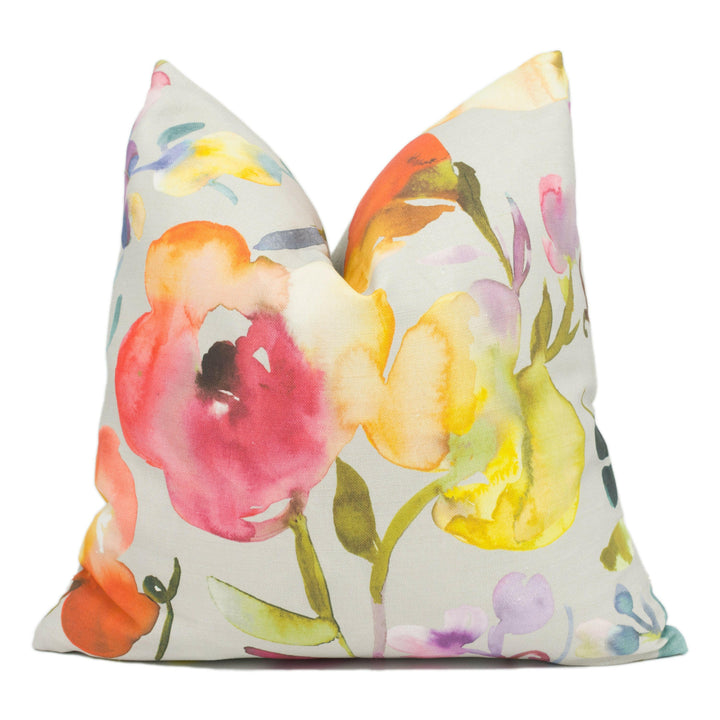 Voyage - Burilda - Grenadine - Modern Colourful Watercolour Floral Cushion Cover - Handmade Throw Pillow - Designer Home Décor.