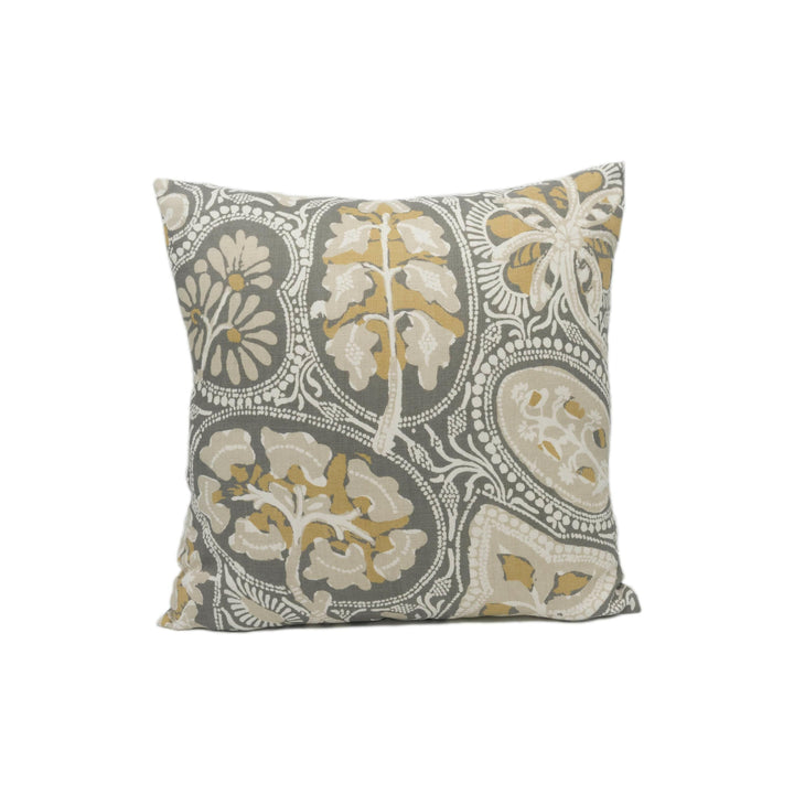 Thibaut - Cochin - Grey - Primitive Eastern Trade Routes Inspired Cushion Cover - Handmade Throw Pillow - Designer Home Décor.
