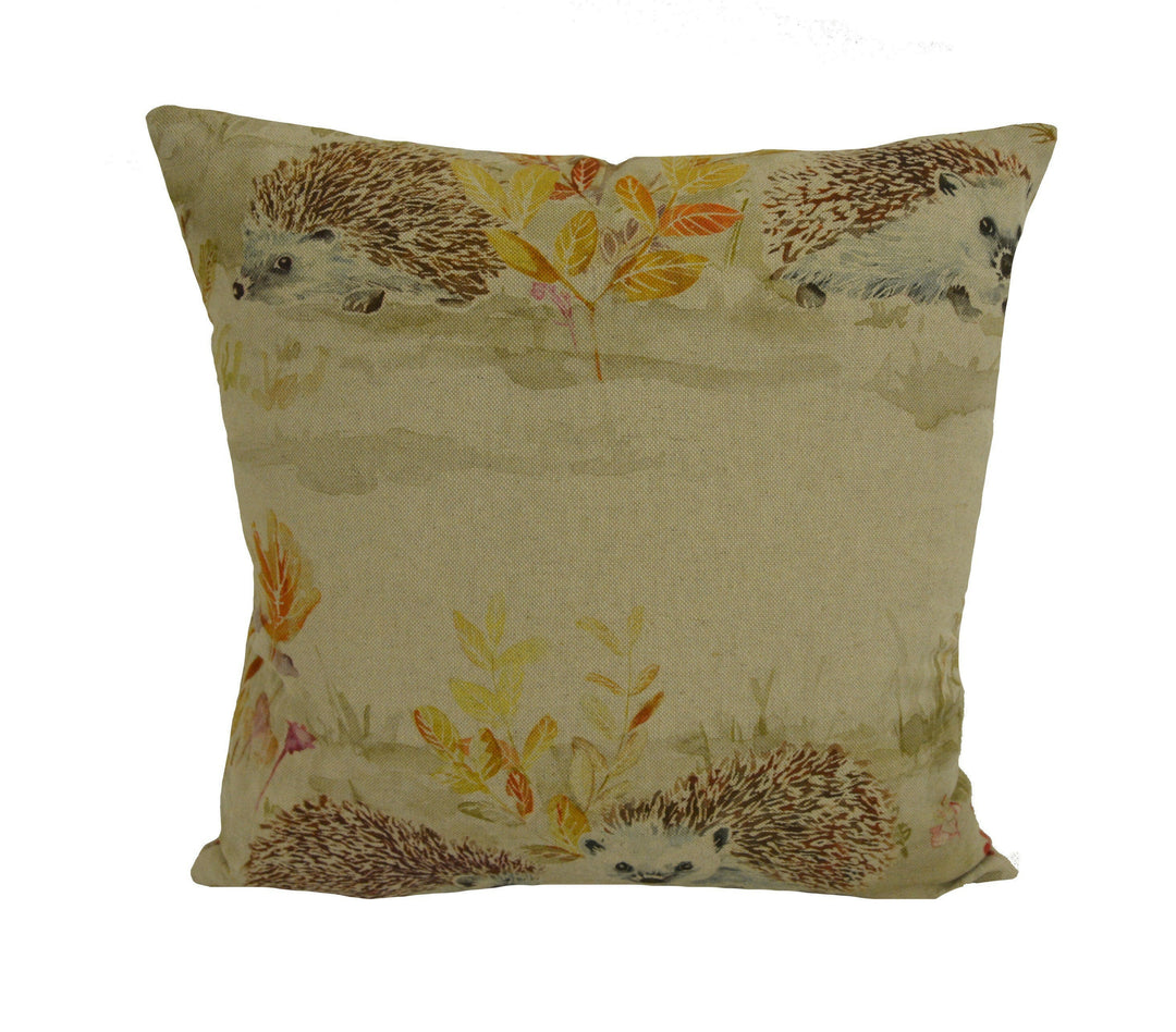 Voyage - Mr and Mrs Hedgehog - Linen - Cute Countryside Hedgehog Cushion Cover - Handmade Throw Pillow Designer Home Decor.