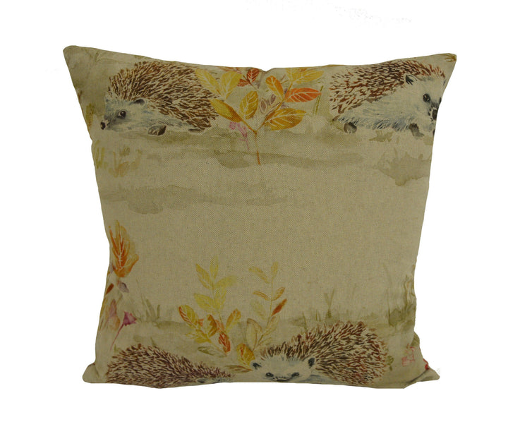 Voyage - Mr and Mrs Hedgehog - Linen - Cute Countryside Hedgehog Cushion Cover - Handmade Throw Pillow Designer Home Decor.
