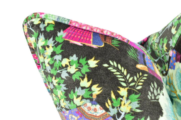 Manuel Canovas - Leyla Velours - Brun - Vibrant Cluttercore Maximalist Velvet Designer Cushion Cover - Bohemian Throw Pillow - Handmade Home.