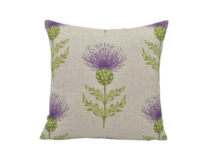 Voyage - Blair - Damson - Classic Scottish Thistle Designer Cushion Cover - Luxury Floral Throw Pillow - Handmade Home Decor - Linen Pillow.
