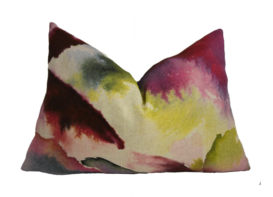 Harlequin - Flores - Fuchsia / Zest / Azure - Abstract Watercolour Floral Cushion Cover Handmade Throw Pillow Designer Home Decor.