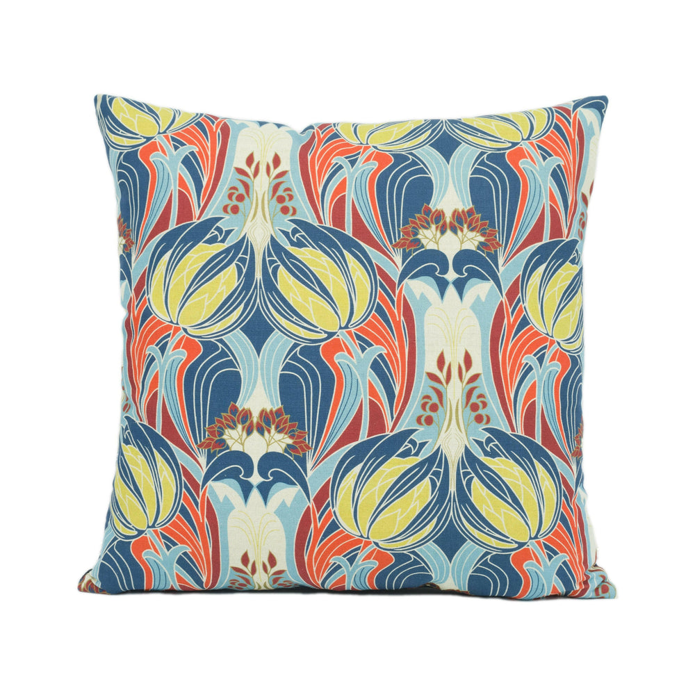 Liberty - Katherine Nouveau - Indigo / Red - Beautiful Floral Art Nouveau Cushion Cover - Handmade Throw Pillow - Designer Home Décor.