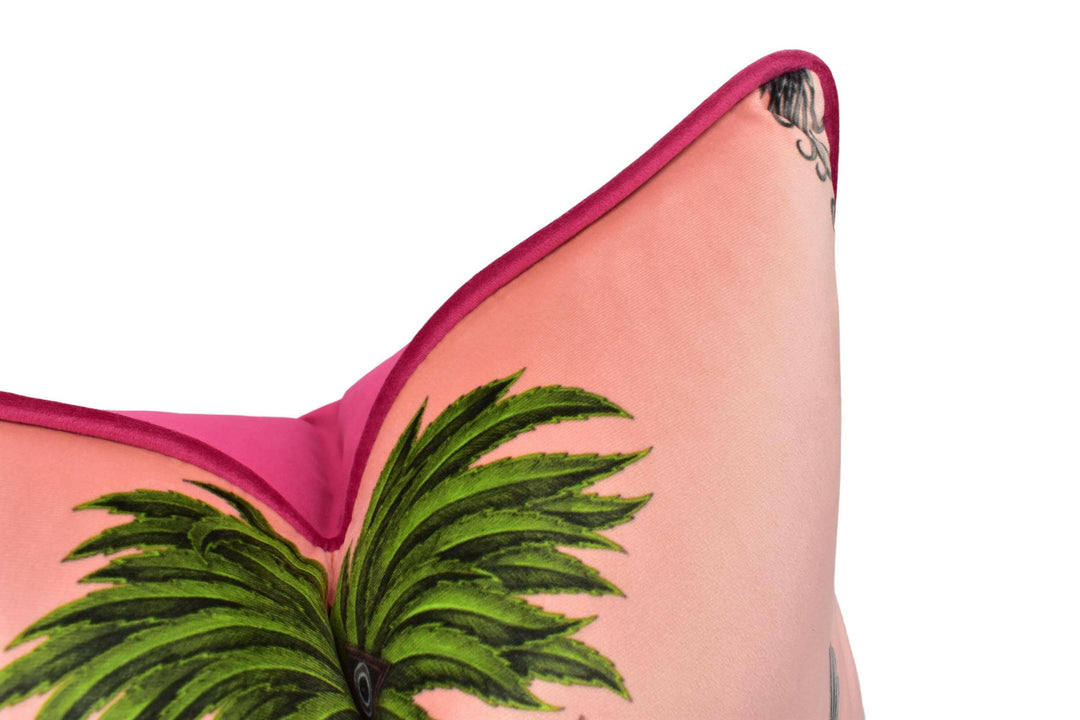 Funky Pink Maximalist Fantasy Creatures Velvet Designer Cushion Cover - Luxury Throw Pillow - Handmade Home Decor Creatura.