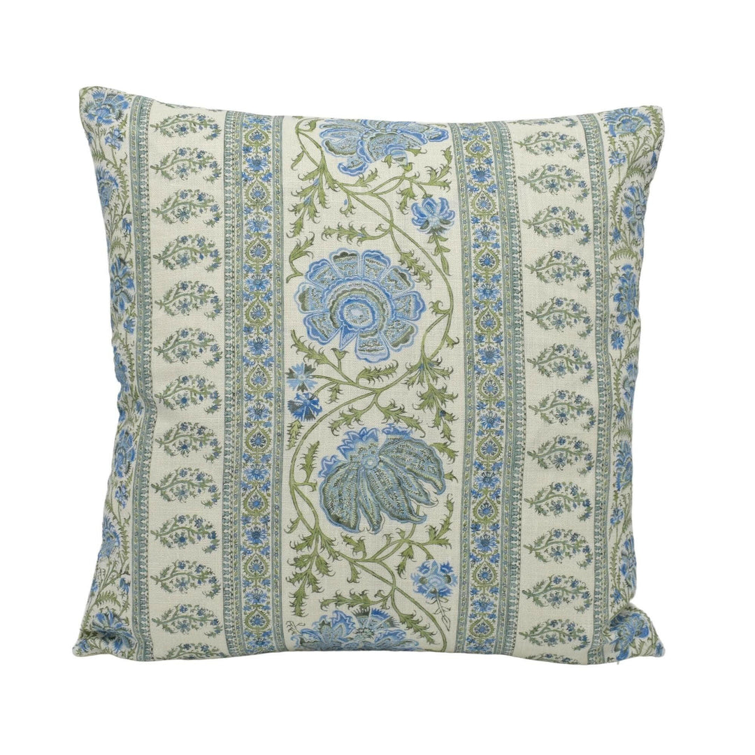 Lee Jofa - Indiennes Stripe - Sea - Floral Paisley Striped Designer Cushion Cover - Luxury Jofa Pillow Cover - High End Custom Throw Pillow.