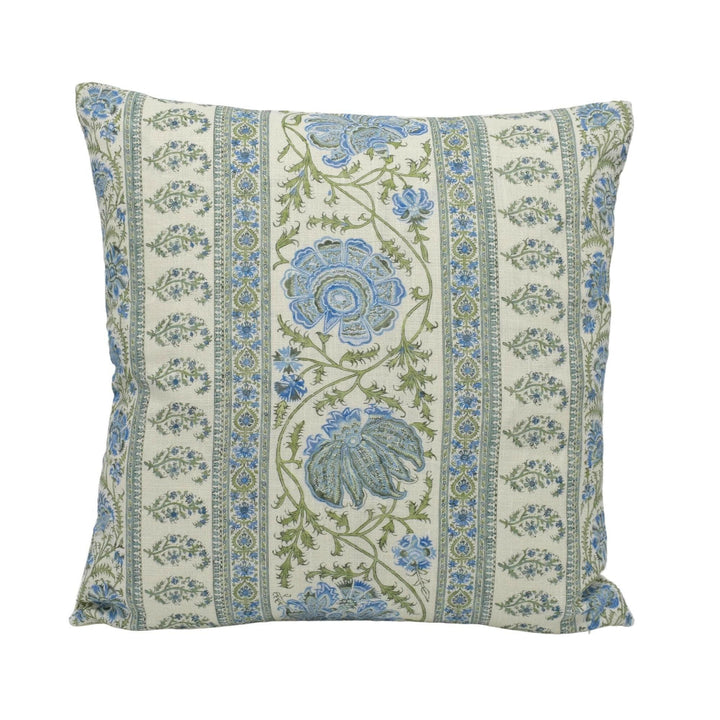 Lee Jofa - Indiennes Stripe - Sea - Floral Paisley Striped Designer Cushion Cover - Luxury Jofa Pillow Cover - High End Custom Throw Pillow.