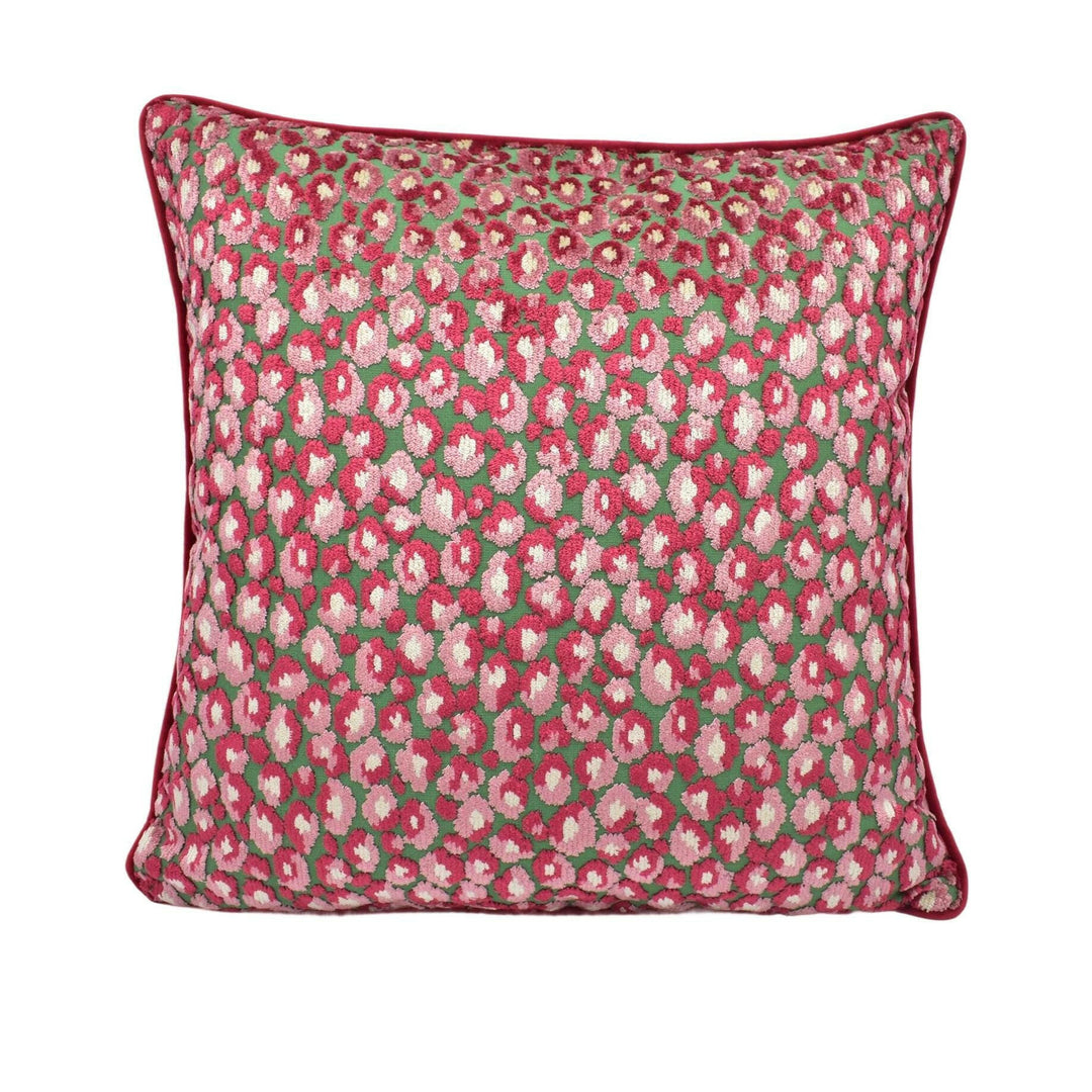 Jane Churchill - Cleo - Pink Green - Playful Bold Leopard Velvet Designer Cushion Cover - Luxury Colefax Pillow Cover - Custom Throw Pillow.