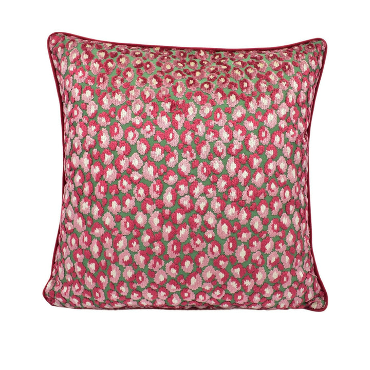 Jane Churchill - Cleo - Pink Green - Playful Bold Leopard Velvet Designer Cushion Cover - Luxury Colefax Pillow Cover - Custom Throw Pillow.