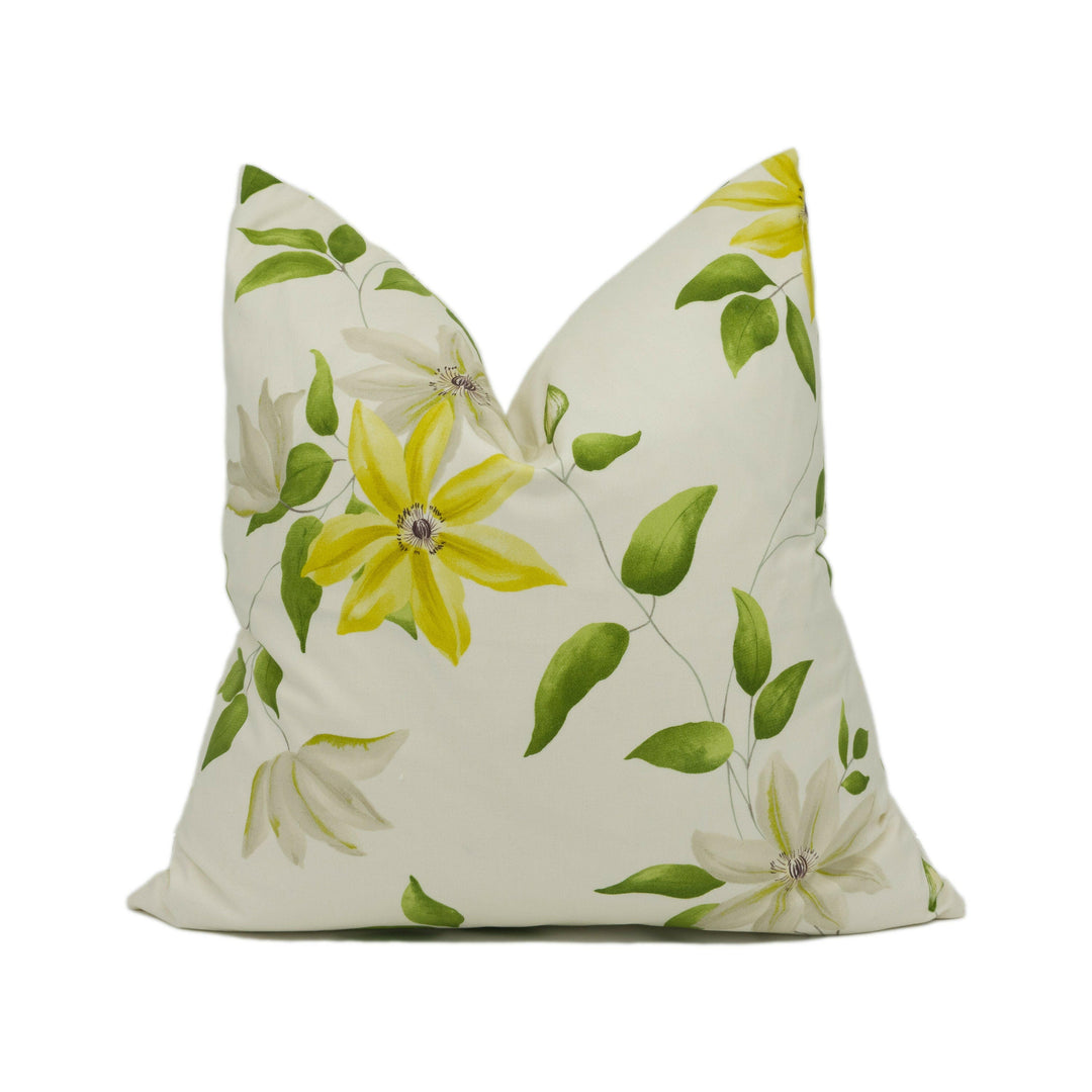 Sanderson - Wisley - Primrose/Cream - Watercolour Style Trailing Floral Clematis Cushion Cover - Handmade Throw Pillow - Designer Home Décor.