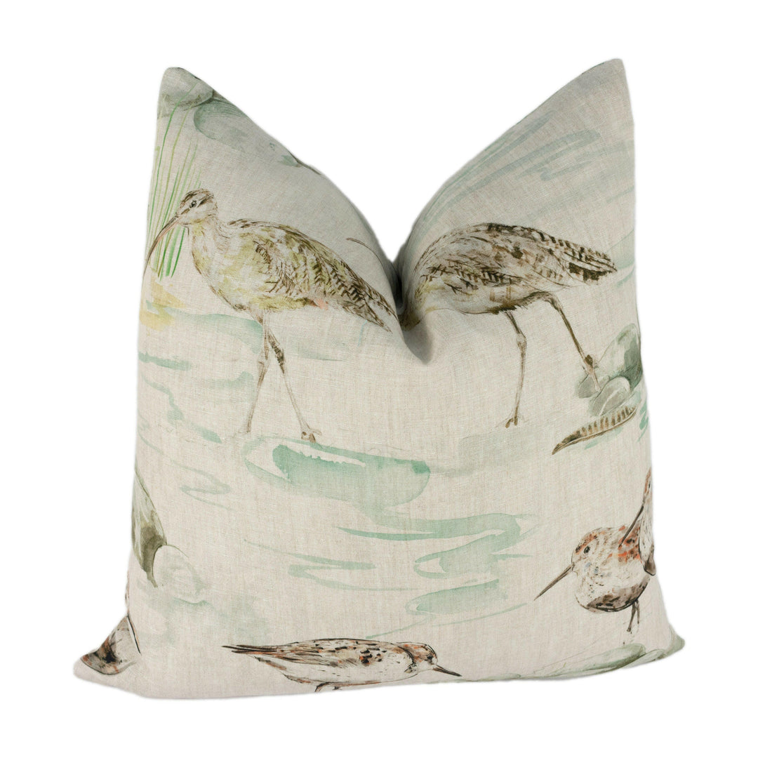 Sanderson - Estuary Birds Linen - Eggshell / Nest - Cushion Cover Throw Pillow Designer Home Decor.