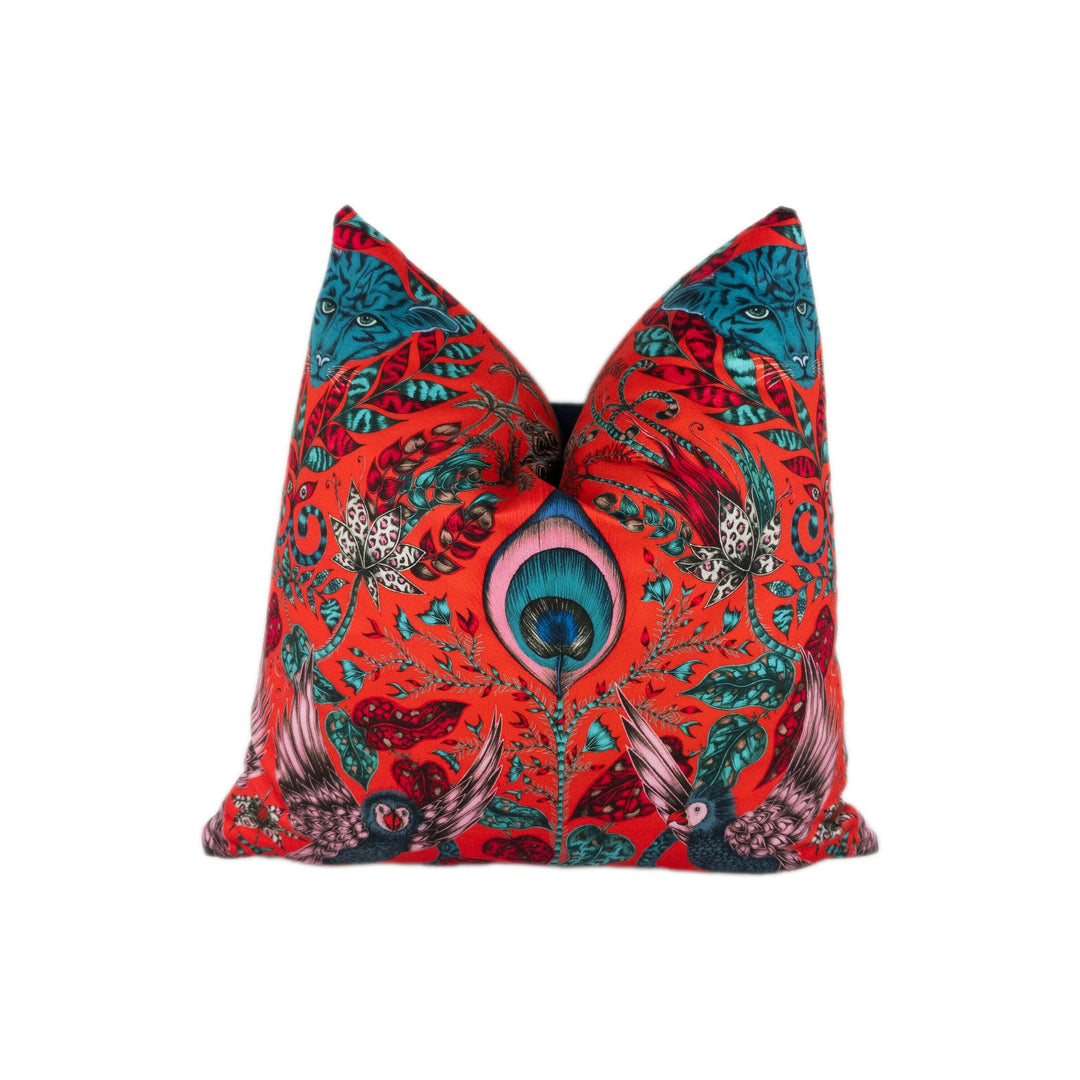 Striking Maximalist Red Fantasy Animal Designer Cushion Cover - Luxury Throw Pillow - Handmade Home Decor Amazon.