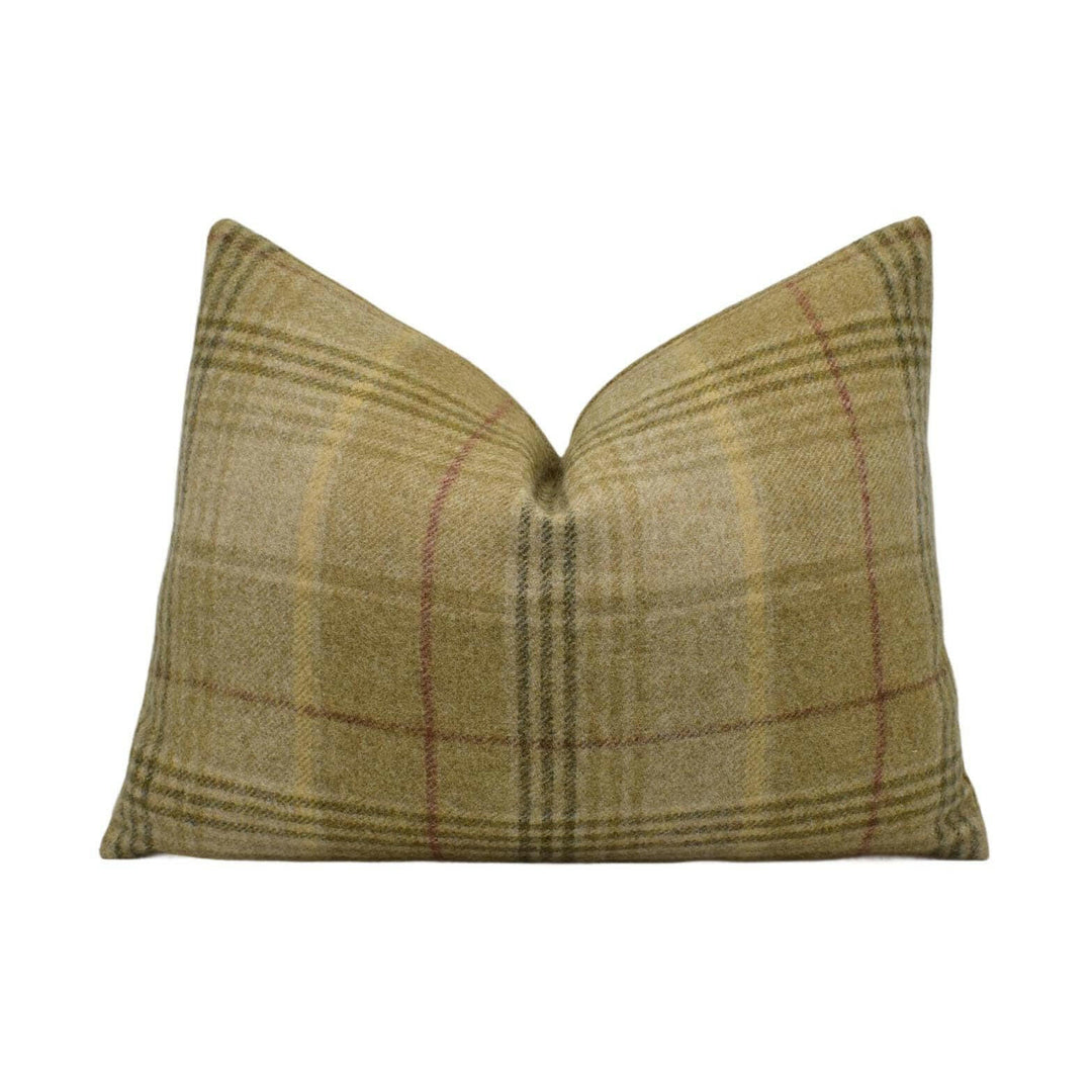 Abraham Moon - Huntingtower - Sand - 100% Wool Cushion Cover - Designer Plaid Pillow Cover - Handmade Custom Abraham Moon Pillow.
