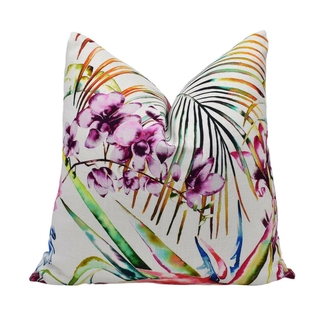 Harlequin - Paradise - Papaya / Flamingo / Apple - Dynamic Energetic Exotic Floral Designer Cushion Cover - Luxury Throw Pillow - Handmade.