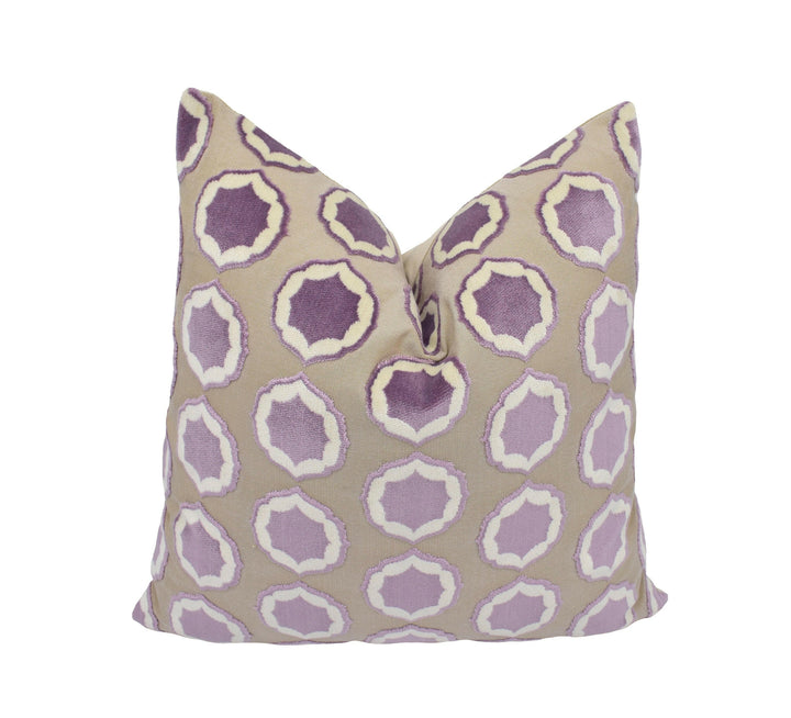 Manuel Canovas - Tiana - Glycine / Blanc - Glamorous Designer Cut Velvet Cushion Cover - Handmade Throw Pillow - Designer Home Décor.