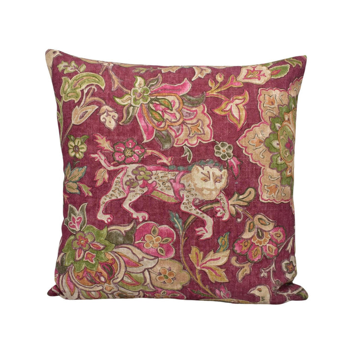 Mulberry - Wild Things - Plum - Fantasy Flora & Fauna Designer Cushion Cover - Mulberry Pillow Cover - Luxury Handmade Custom Throw Pillow.